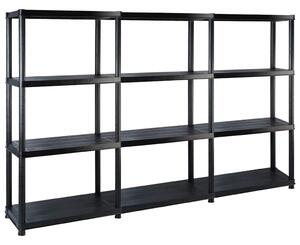 Úložný regál 4patrový černý 183 x 30,5 x 130 cm plast 3059855