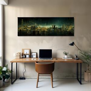 Obraz na plátně - Futuristické město - Světelná Abstrakce FeelHappy.cz Velikost obrazu: 90 x 30 cm