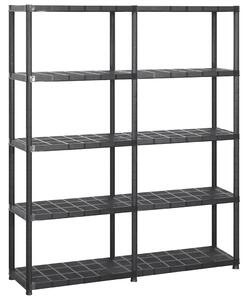 Úložný regál 5patrový černý 142 x 38 x 170 cm plast 3059852