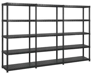 Úložný regál 5patrový černý 255 x 40 x 185 cm plast 3059857