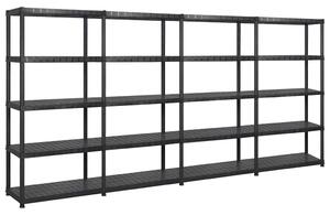 Úložný regál 5patrový černý 340 x 40 x 185 cm plast 3059861