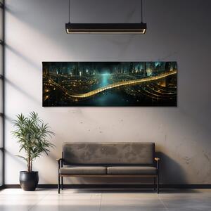 Obraz na plátně - Futuristické město - Přemostění času FeelHappy.cz Velikost obrazu: 60 x 20 cm
