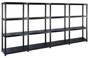 Úložný regál 4patrový černý 244 x 30,5 x 130 cm plast 3059859