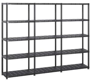 Úložný regál 5patrový černý 213 x 38 x 170 cm plast 3059856