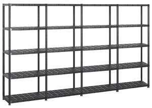Úložný regál 5patrový černý 284 x 38 x 170 cm plast 3059860