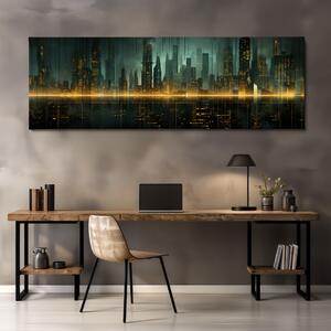 Obraz na plátně - Futuristické město - Noční světla FeelHappy.cz Velikost obrazu: 90 x 30 cm