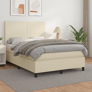 Box spring postel s matrací krémová 140x190 cm umělá kůže 3142721
