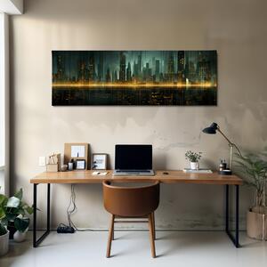 Obraz na plátně - Futuristické město - Noční světla FeelHappy.cz Velikost obrazu: 150 x 50 cm