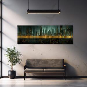 Obraz na plátně - Futuristické město - Noční světla FeelHappy.cz Velikost obrazu: 150 x 50 cm
