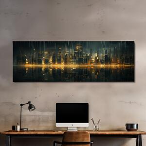 Obraz na plátně - Futuristické město - Neon Tron FeelHappy.cz Velikost obrazu: 120 x 40 cm
