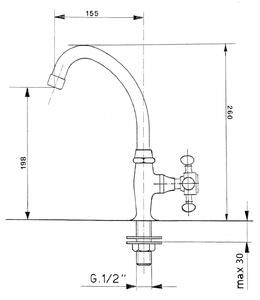 ANTEA stojánkový umyvadlový ventil, výška 260 mm, chrom
