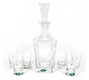 Výrobce po 1 ks Sada 1x skleněná láhev, 1x skleněná zátka a 6x sklenice na panáky čirá KK06903