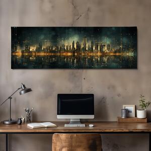 Obraz na plátně - Futuristické město - Kód civilizace FeelHappy.cz Velikost obrazu: 120 x 40 cm