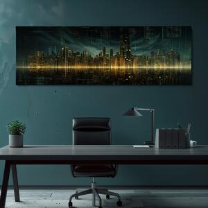 Obraz na plátně - Futuristické město - Hi-Tech Metropole FeelHappy.cz Velikost obrazu: 120 x 40 cm