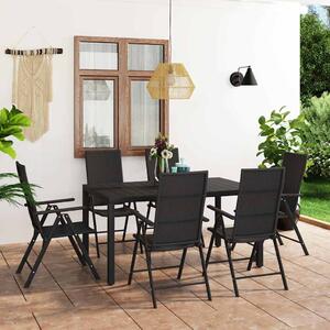 7dílný zahradní jídelní set černý 3060061