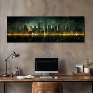 Obraz na plátně - Futuristické město - Hackerův Sen FeelHappy.cz Velikost obrazu: 150 x 50 cm