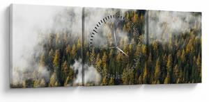 Obraz lesa v mracích (s hodinami) (90x30 cm)