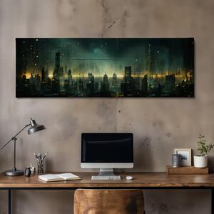 Obraz na plátně - Futuristické město - Cyberpunk FeelHappy.cz Velikost obrazu: 90 x 30 cm