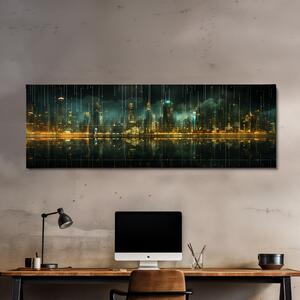 Obraz na plátně - Futuristické město - Abstraktní odraz Budoucnosti FeelHappy.cz Velikost obrazu: 120 x 40 cm