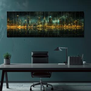 Obraz na plátně - Futuristické město - Abstraktní odraz Budoucnosti FeelHappy.cz Velikost obrazu: 120 x 40 cm