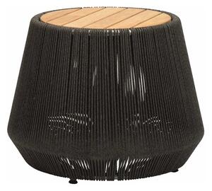 Stern Odkládací stolek Stern, kulatý 45x35 cm, rám hliník, lankový výplet Slate grey, teak