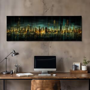 Obraz na plátně - Futuristické město - Abstraktní Metropol FeelHappy.cz Velikost obrazu: 120 x 40 cm