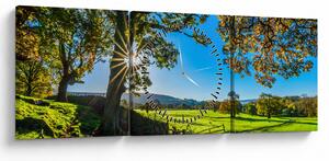 Obraz - Výhled na pole (s hodinami) (90x30 cm)