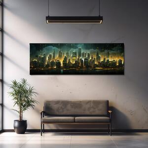 Obraz na plátně - Futuristické město - Abstrakce Rozžhavený horizont FeelHappy.cz Velikost obrazu: 120 x 40 cm