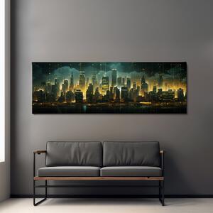 Obraz na plátně - Futuristické město - Abstrakce Rozžhavený horizont FeelHappy.cz Velikost obrazu: 120 x 40 cm