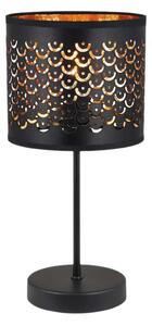 Stolní lampa Morgan, 1x plastové/černé textilní stínítko, b/g