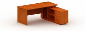 Kancelářský stůl se skříňkou MIRELLI A+ 1600 x 1600 mm, třešeň