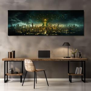 FeelHappy Obraz na plátně - Stromový kód - Město stínů Velikost obrazu: 150 x 50 cm