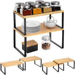 Sada 2 bambusových polic GINGER – černý rám