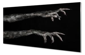 Obraz na skle Černé pozadí špinavé ruce 100x50 cm