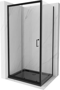 Mexen Apia sprchový kout s posuvnými dveřmi 120 (dveře) x 70 (stěna) cm, 5mm čiré sklo, černý profil + černá sprchová vanička s černým sifonem, 840-120-070-70-00-4070B
