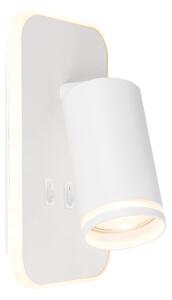 Nástěnné svítidlo Pipe Ring, 1x bílé kovové stínítko + 1x LED 6w, w, vypínač