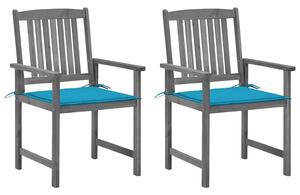 Režisérská křesla s poduškami 2 ks šedá masivní akáciové dřevo 3061229