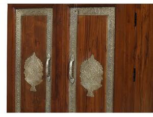 Barový pult z mangového dřeva, rozkládací, mosazné kování, 72x52x92cm