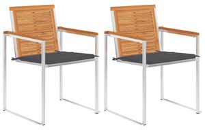 Zahradní židle s poduškami 2 ks masivní akáciové dřevo a ocel 3061488