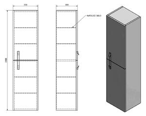 Sapho, MITRA skříňka vysoká 35x140x30cm, antracit, levá/pravá, MT152