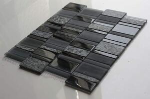 Mozaika Černá sklo-kámen 33,5x30,5