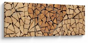 Obraz - Srdce ze dřeva (s hodinami) (90x30 cm)