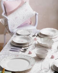 Jídelní 18-ti dílná sada talířů Nonna Rosa BRANDANI (barva - porcelán, bílá, růžová)