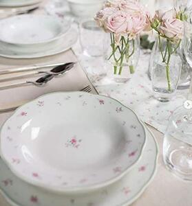 Jídelní 18-ti dílná sada talířů Nonna Rosa BRANDANI (barva - porcelán, bílá, růžová)