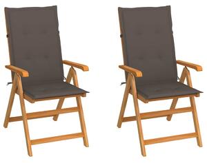 Skládací židle 2 ks s polštáři v barvě taupe, masivní teak 3062384