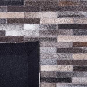 Kožený koberec šedo hnědý 140 x 200 cm AHILLI