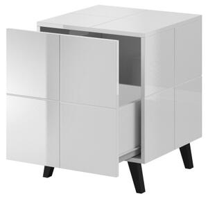Noční stolek RENTA, 46x57,5x45, bílá/bílá lesk