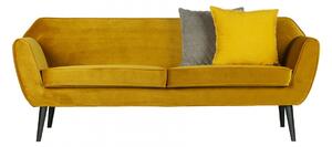 Žlutá Sametová pohovka Rocco 75 × 187 × 82 cm WOOOD