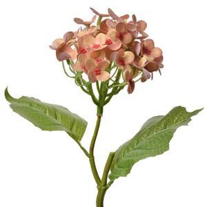 Umělá květina růžová hortenzie s červeným středem – 37 cm
