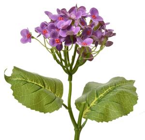 Umělá květina fialová hortenzie s červeným středem – 37 cm